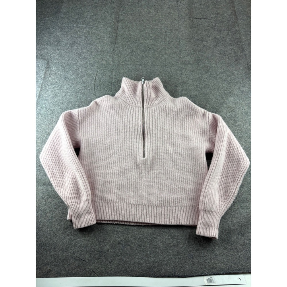 Everlane Womens Pink Ribbed Wool Blend Quarter Zip Sweater Size S